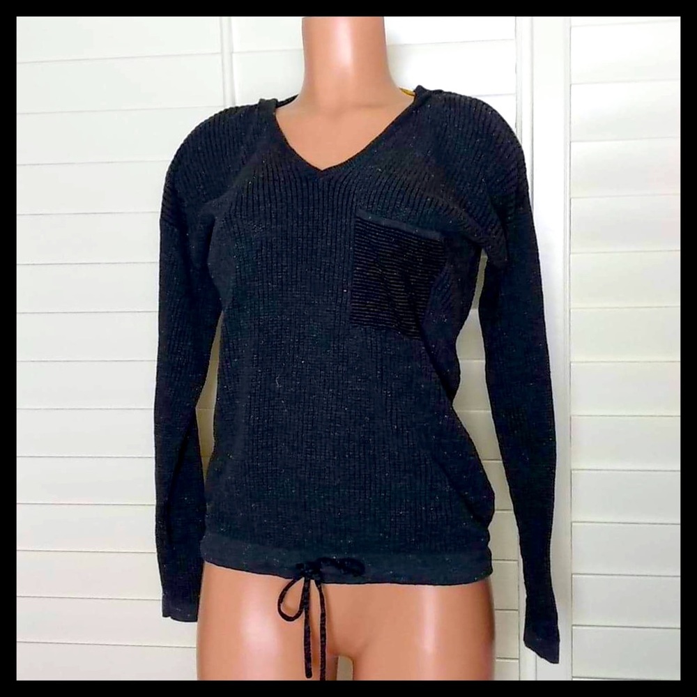 NWOT Democracy Hooded Knit V Neck Hoodie - Picture 3 of 4